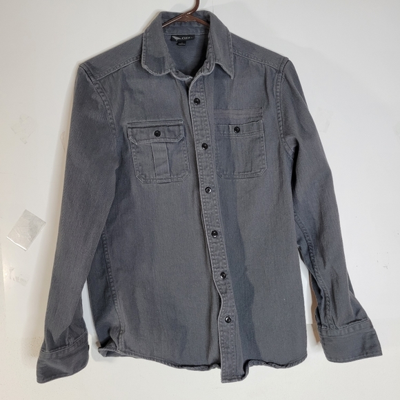 Mens Odin New York Long Sleeve Heavy Weight Gray Button front shirt size Small - Picture 2 of 10